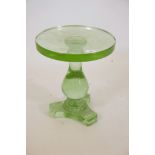 A solid glass occasional table, A/F chip to base, 15" diameter x 17" high