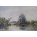 R. Little, C19th watercolour, The Thames, Old Windsor, signed, 15" x 10"