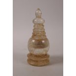 A Tibetan crystal stupa, 7" high