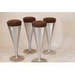 A set of four Johanson design brushed steel barstools, 29" high