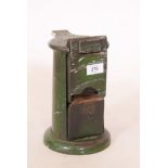 A Waterlow and Son railway station ticket stamping machine, late C19th, 10" high