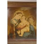 A Victorian print on canvas of the Madonna and Child, in a good gilt frame, 23½ x 26"