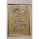 A South African school monotype print, portrait of a lady, indistinctly signed, 11½" x 17"