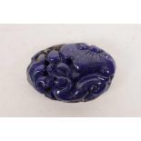 A lapis lazuli carved pendant decorated with a dragon and ruyi, 2½" x 2"