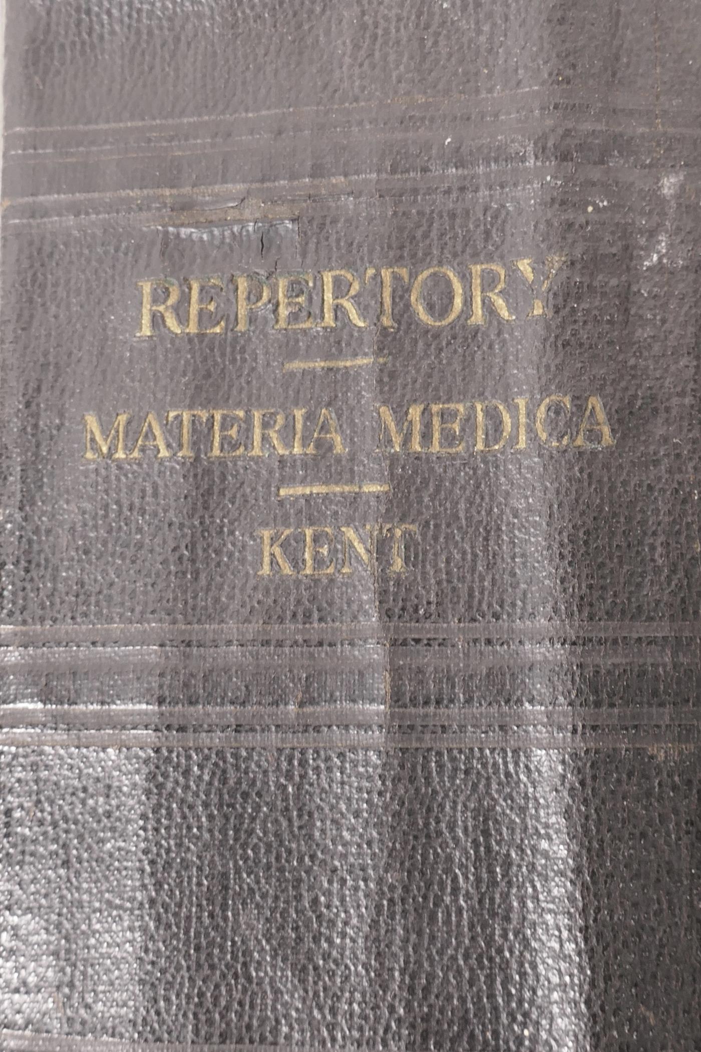 One volume, James Kent, 4th edition 'Repertory Materia Medica', published by Ehrhart and Karl,