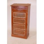 A French mahogany clerk's desk, with inset leather fall front' single drawer and slide out pen tray,