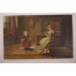 P. Greenwood, signed C19th oil on panel, interior scene with child dancing, dated 74 (1874),