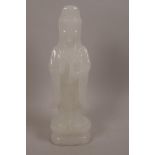 A Peking glass figurine of Quan Yin, 10¾" high,