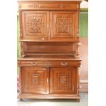 A C19th French oak buffet a deux corps, with carved and moulded decoration, 60" x 24" x 93"