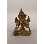 A Sino-Tibetan gilt bronze of Shiva, 4½" high