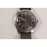 A Cyma WW2 stainless steel military wristwatch, the back plate stamped WWW. no. P.26415, 31415,