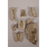A quantity of Egyptian shabti shards and mould shards
