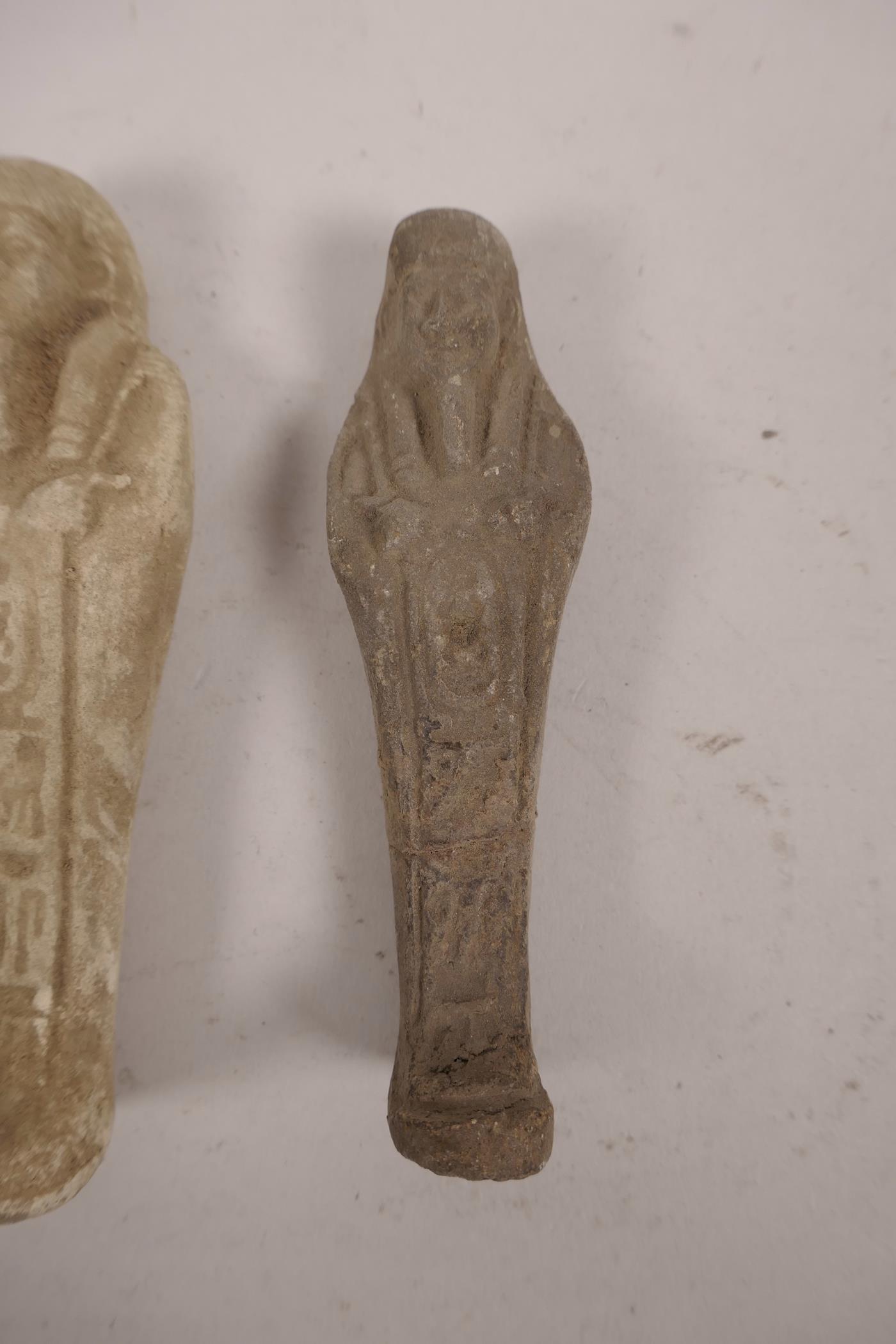 An Egyptian faience pottery shabti and another, one A/F, largest 4½" - Image 3 of 3