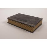 A Chinese painted wood and silk bound book containing green hardstone tablets with engraved and gilt
