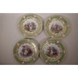 A set of four Vienna porcelain cabinet plates decorated with Angelica Kauffman romantic scenes