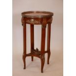 A Louis XV style marquetry inlaid side table, with single frieze drawer and pierced brass gallery