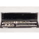 A silver plated flute, 'Sapphire' by Rosetti of London, in fitted case