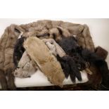 A quantity of vintage fur stoles, collars etc
