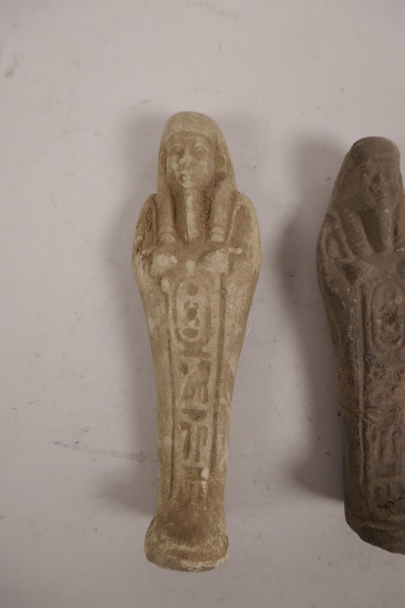 An Egyptian faience pottery shabti and another, one A/F, largest 4½" - Image 2 of 3