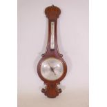 A C19th rosewood banjo barometer, 40" high, A/F