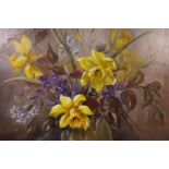 Win Mincett (British), 'Daffodils', signed lower left, oil on board, 15" x 17"; plus one other, '