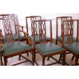 A set of six mahogany dining chairs with pierced backs, raised on square tapering supports, early