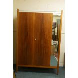 A 1960s satinwood folding door wardrobe, with side mirror, probably Heal's, 48" x 24", 71" high