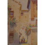 Smith(?) (fl.1870-1890), 'Spanish Street Scene', signed and dated 1886 top right, watercolour, 8"