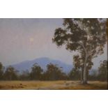 Theo Delgrosso (Italian/Australian, 1947-2011), 'Australian Moonrise over the Mountains', signed