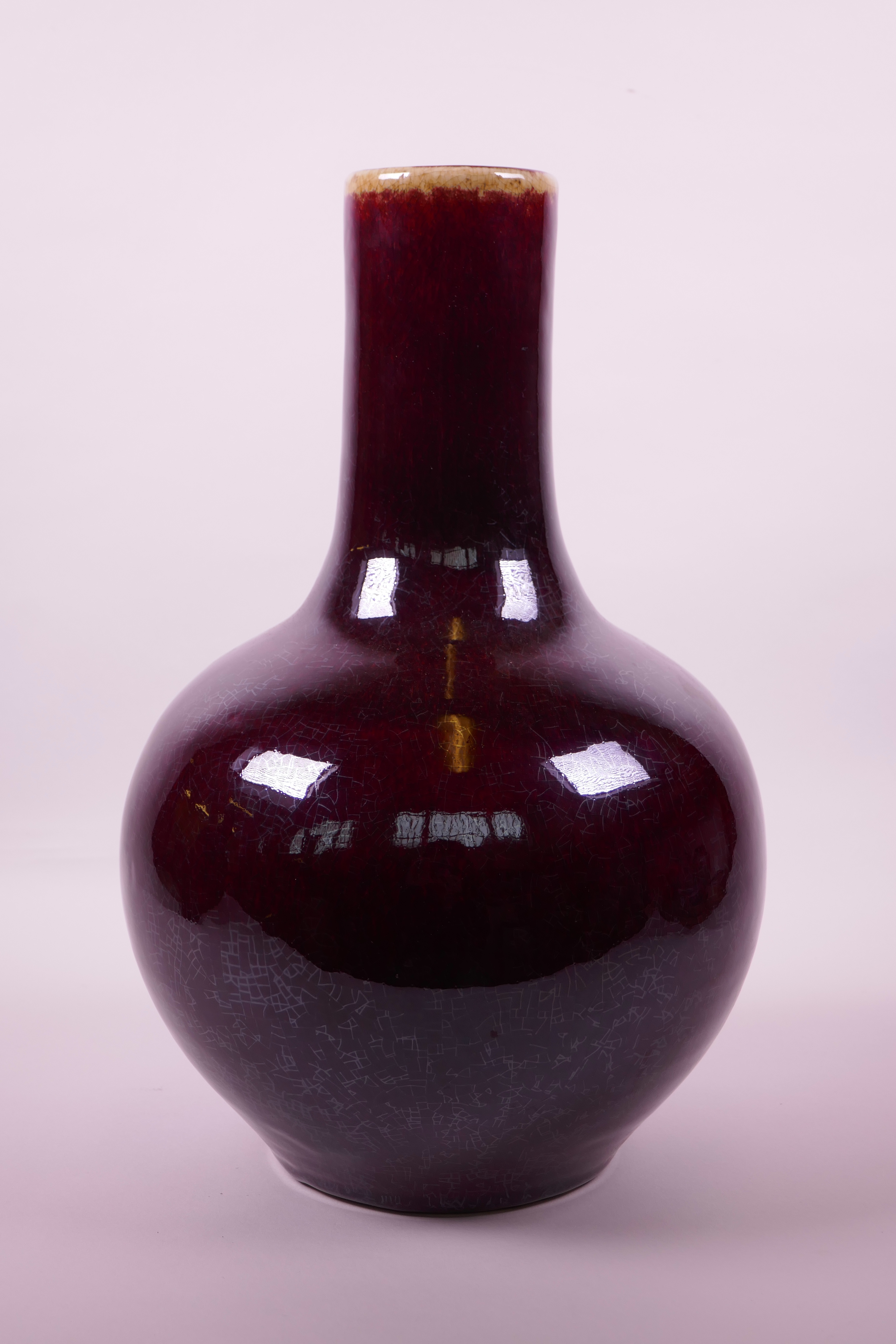 A Chinese flambé glazed pottery vase, 13½" high