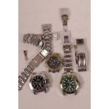 Three gentleman's stainless steel cased wristwatches, A/F