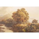 English School, pastoral landscape, C19th unsigned watercolour, 16" x 11"