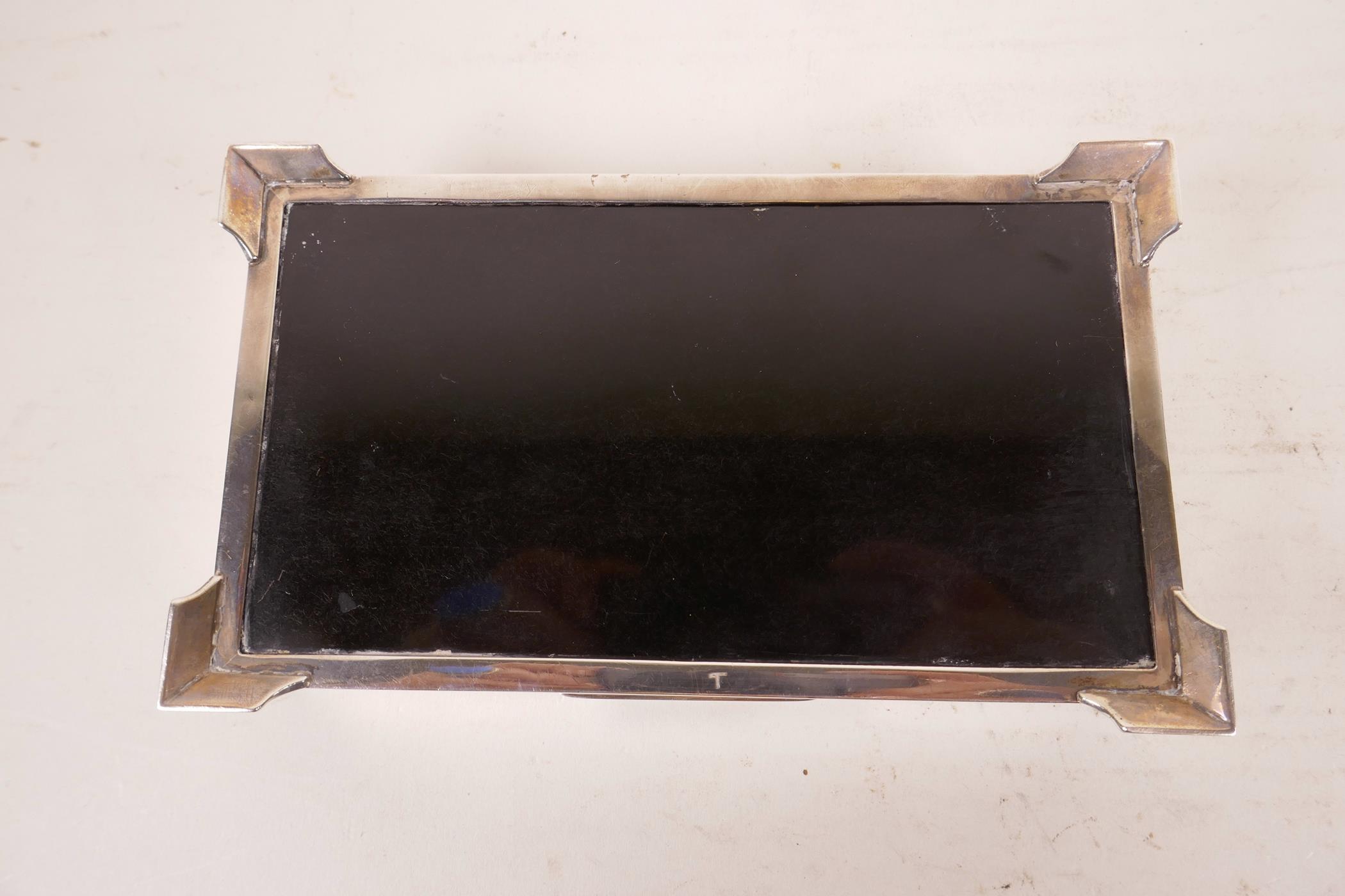A silver cigarette box, hallmarked Birmingham 1975, 6" long, 3½" wide x ¼" high - Image 6 of 6