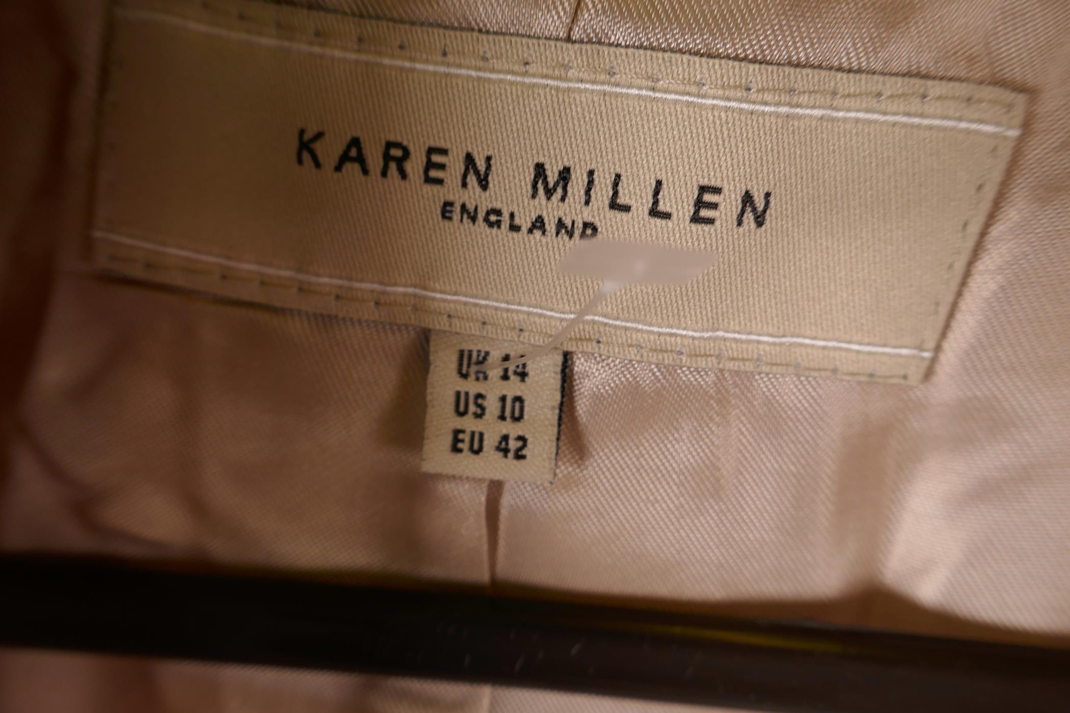 A Karen Millen pink acetate two piece suite of skirt and jacket, size 14 - Image 3 of 3