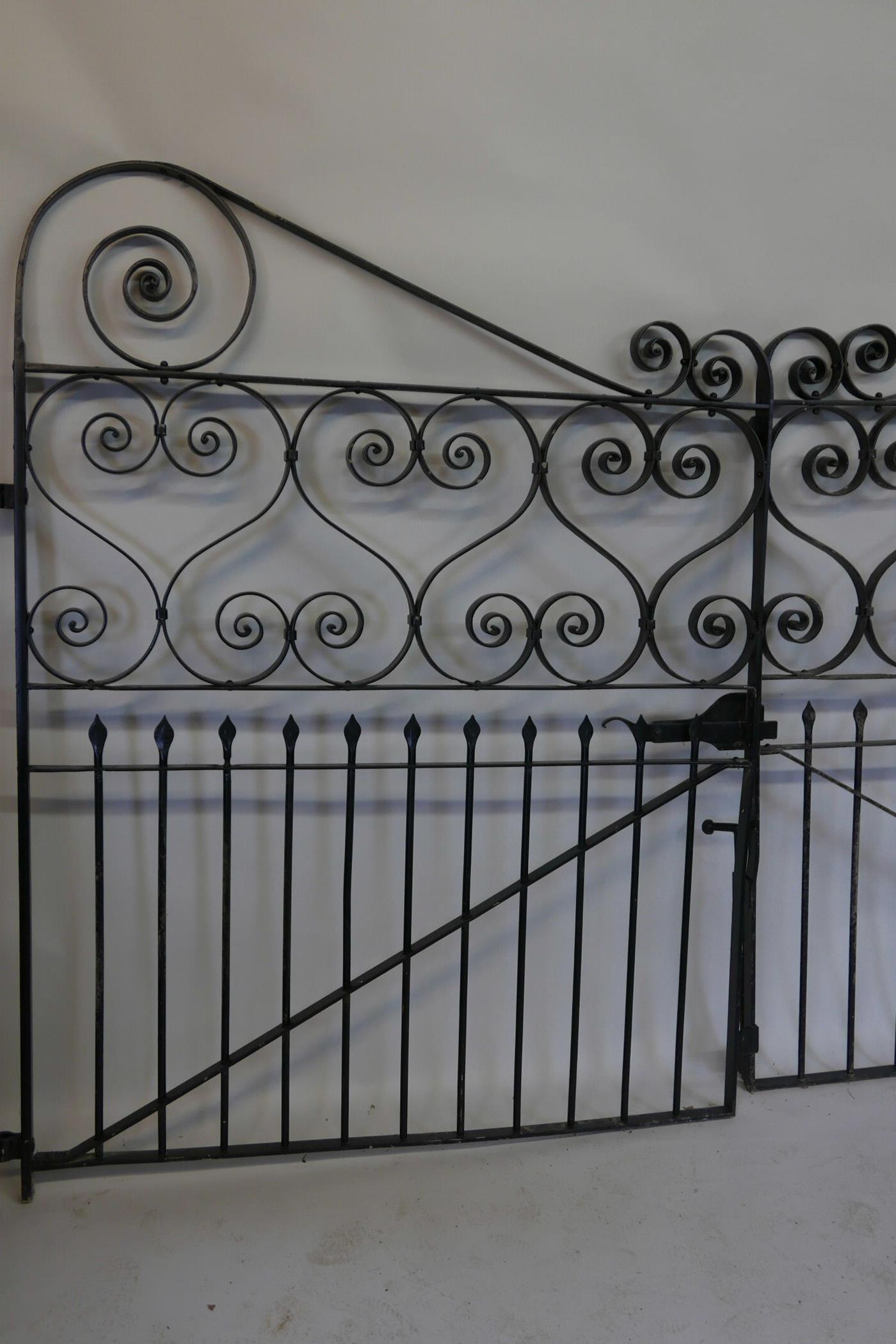 A pair of large wrought metal gates, 48" x 62" - Image 2 of 3