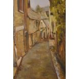 Unknown C20th artist, 'Mediterranean Street Scene', unsigned, oil on canvas, 18" x 22"