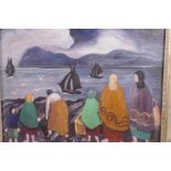 After Morley, Irish School, figures working on a quayside, signed, 19½" x 15½"