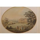 Claremont House, Esher, Surrey, C19th oval engraving, 7" x 5¼"