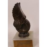 A bronze Wings and Wheel trophy on onyx base, bears a plaque 'Panam Jubilee Flying Safari Geo Survey