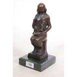 After Joseph Csaky, bronze figure, woman and child, mounted on a marble base, 10" high