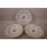 Three 'Beaumont Family' armorial plates, the earlier being a Worcester Flight Barr and Barr plate,