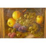 Oliver Clare, still life of fruit, signed, oil on canvas, in a heavy gilt frame, 10" x 8"
