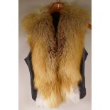 A Djotto red fox fur and leather gillet
