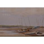 Hugh Boycott Brown (British, 1909-1990), 'A Church in Fields' and 'Boats in the Estuary', both