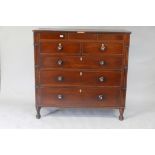 A large C19th inlaid mahogany chest with two secret frieze drawers, of two short and three long