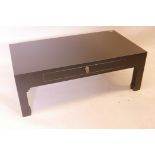 A John Lewis Chinese collection 'Suri' black lacquer occasional table with single drawer, 43" x