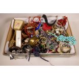 A large box of costume jewellery etc