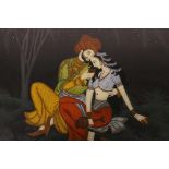 Indian School, 'Courting Couple' and 'Love by Moonlight', a pair of matching gouache paintings on