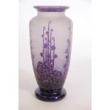 An Art Deco French etched cameo glass vase, inscribed Charder, Le Verre Francais, probably Charles