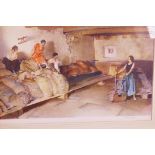 Russel Flint, women in a granary, colour print, signed, 22" x 14½"